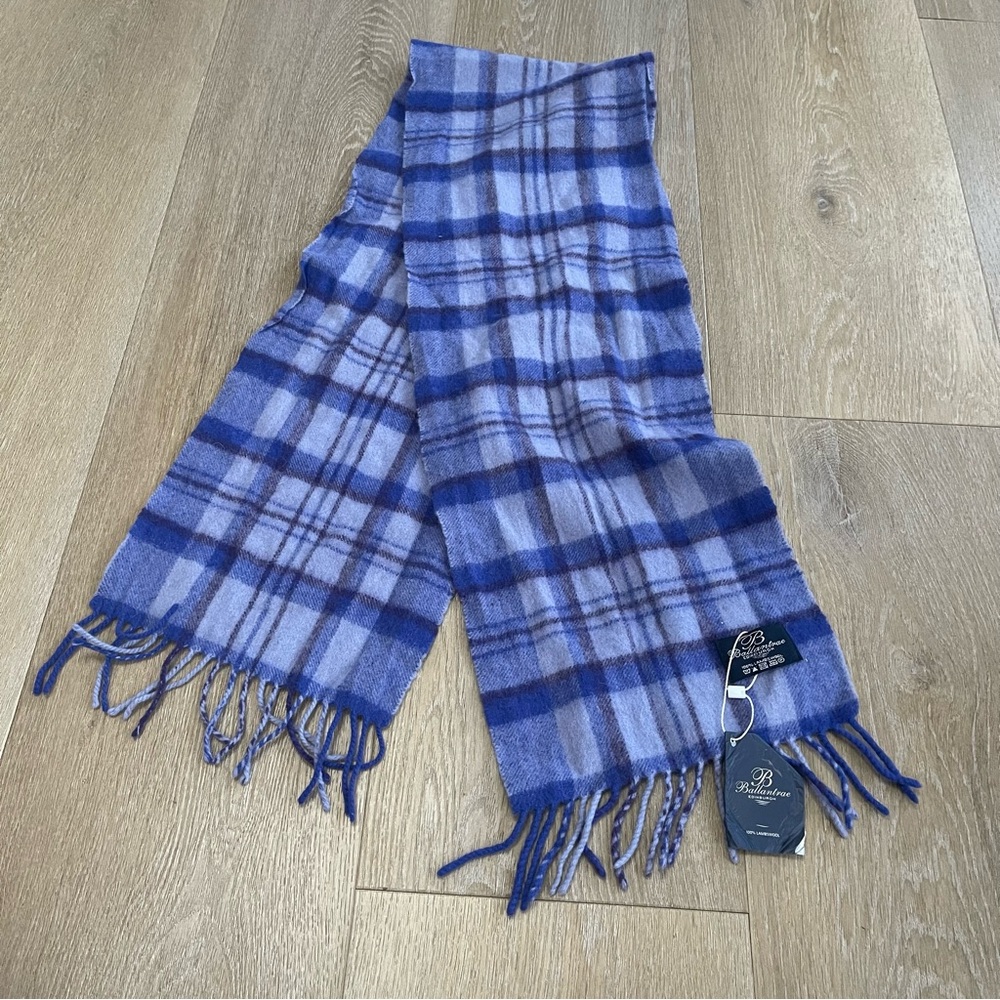 Lambs Wool Blue Checkered Scarf